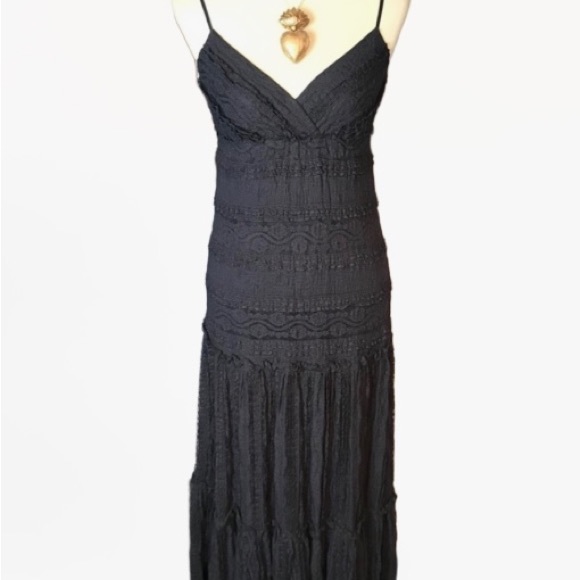 Eliza J Lace Bohemian Blue Maxi Dress Size 2 - Picture 3 of 14